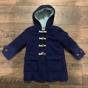 Mini Boden Wool Duffle Toddler Kids Coat Navy 3/4